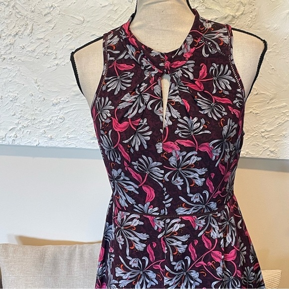 Rebecca Taylor Mystic Garden Twist Keyhole Silk Sleeveless Floral Dress Sz 4 - Picture 3 of 10